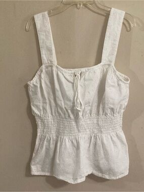 RedHead White Eyelet Smocked Tank Top